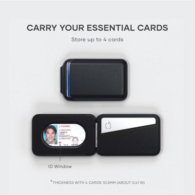 Vegan-Leather Magnetic Wallet Stand (Black)