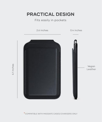Vegan-Leather Magnetic Wallet Stand (Black)