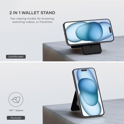 Vegan-Leather Magnetic Wallet Stand (Black)