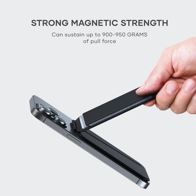 Vegan-Leather Magnetic Wallet Stand (Black)
