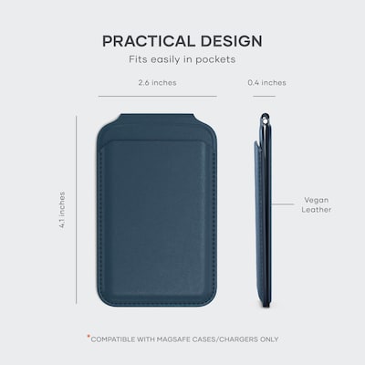 Vegan-Leather Magnetic Wallet Stand (Dark Blue)