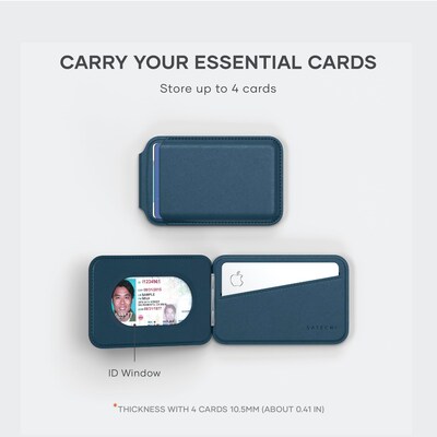 Vegan-Leather Magnetic Wallet Stand (Dark Blue)