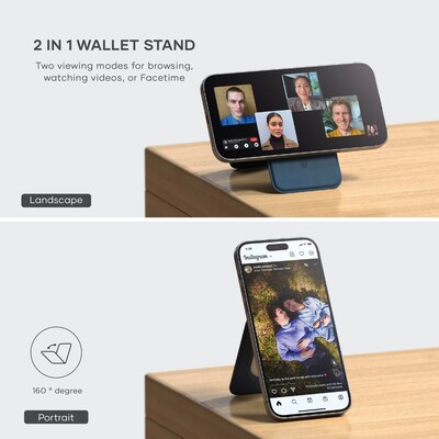 Vegan-Leather Magnetic Wallet Stand (Dark Blue)