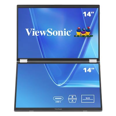 ViewSonic 14 WUXGA LED 60Hz Dual Screen Portable Monitor, Universal Docking Station (VG1457)