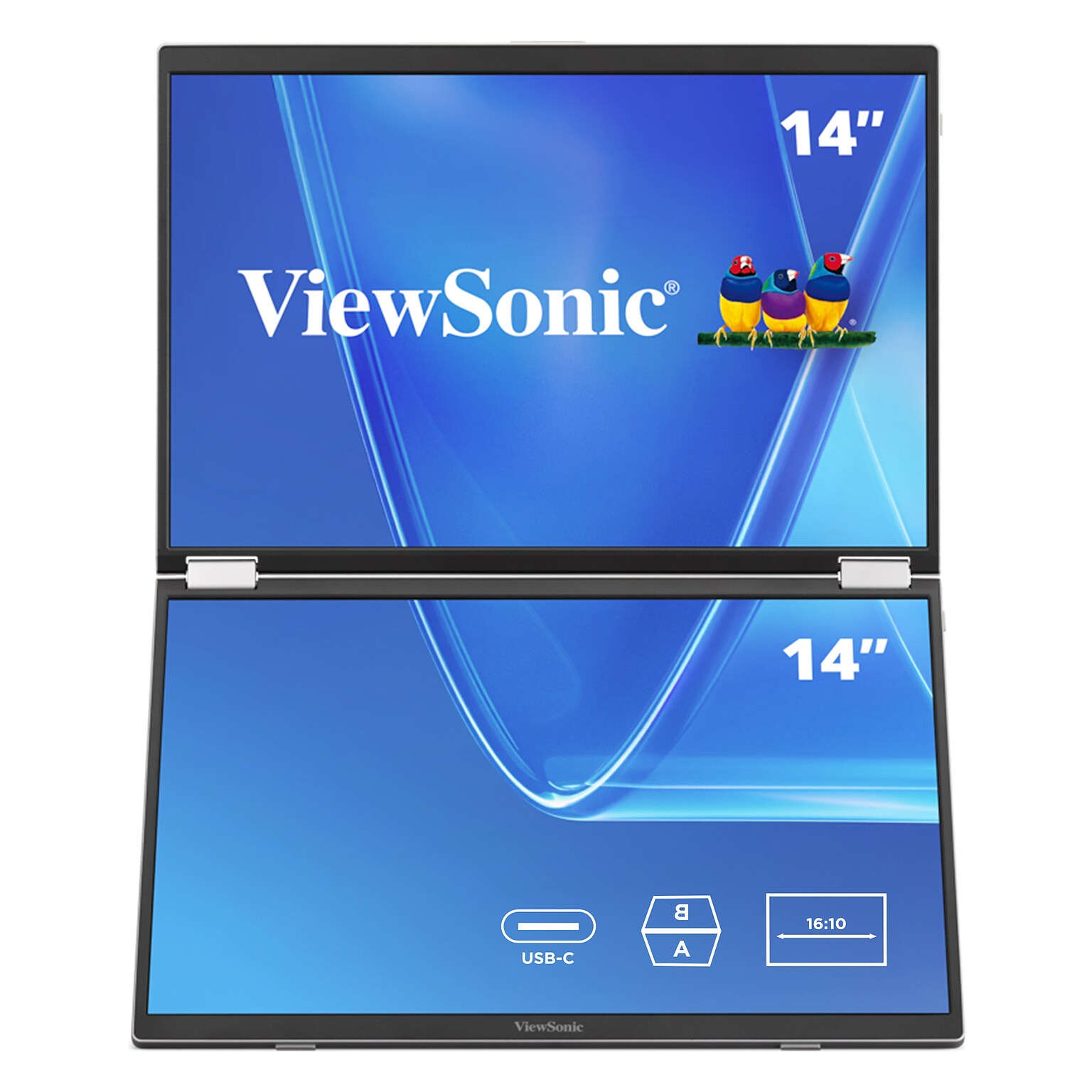 ViewSonic 14 WUXGA LED 60Hz Dual Screen Portable Monitor, Universal Docking Station (VG1457)