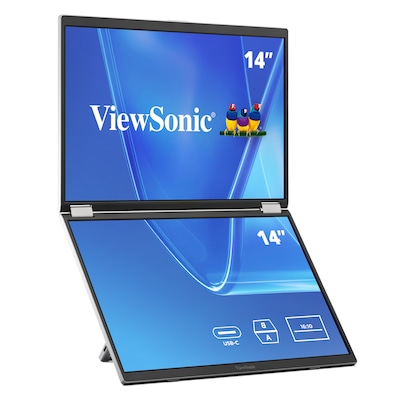 ViewSonic 14 WUXGA LED 60Hz Dual Screen Portable Monitor, Universal Docking Station (VG1457)