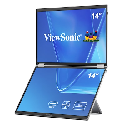 ViewSonic 14" WUXGA LED 60Hz Dual Screen Portable Monitor, Universal Docking Station (VG1457)