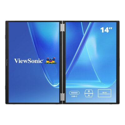 ViewSonic 14" WUXGA LED 60Hz Dual Screen Portable Monitor, Universal Docking Station (VG1457)