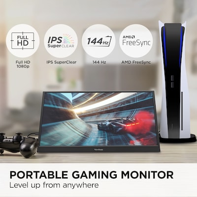 ViewSonic 17 144Hz Portable FreeSync Gaming Monitor, Built-in Stand, Black (VX1754)