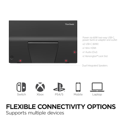 ViewSonic 17" 144Hz Portable FreeSync Gaming Monitor, Built-in Stand, Black (VX1754)
