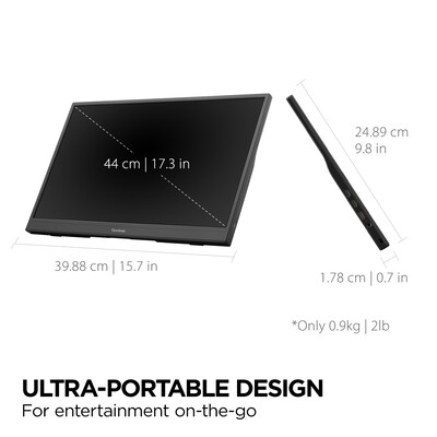 ViewSonic 17" 144Hz Portable FreeSync Gaming Monitor, Built-in Stand, Black (VX1754)