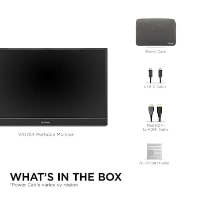ViewSonic 17" 144Hz Portable FreeSync Gaming Monitor, Built-in Stand, Black (VX1754)