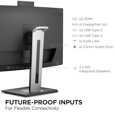 ViewSonic 34" Curved UWQHD 100Hz Video Conferencing Docking Monitor, Black (VG3457CV)