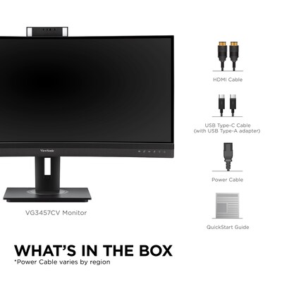 ViewSonic 34" Curved UWQHD 100Hz Video Conferencing Docking Monitor, Black (VG3457CV)
