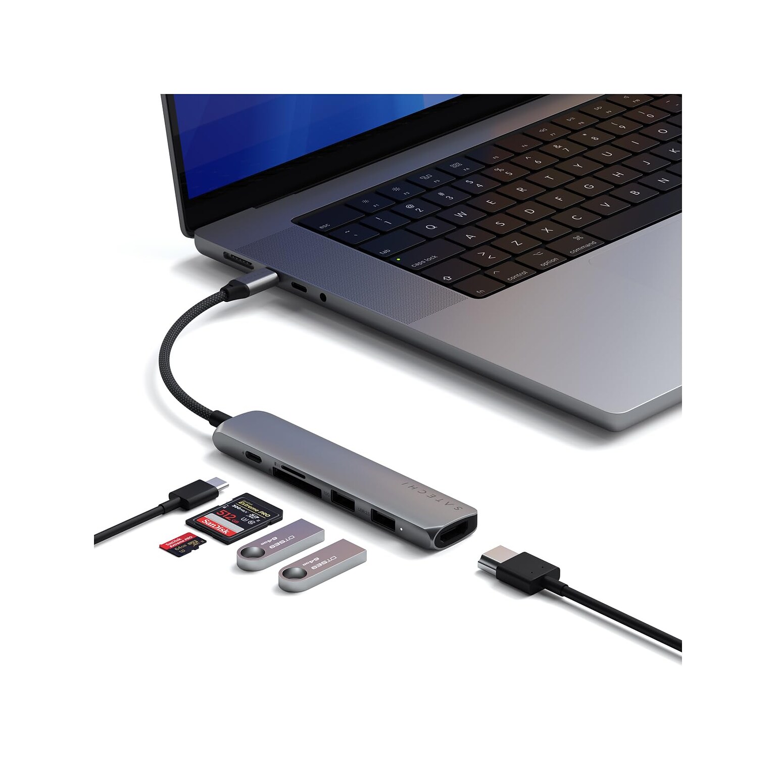 Satechi 6-in-1 USB-C Slim Multiport Adapter, Space Grey (ST-P6SM)