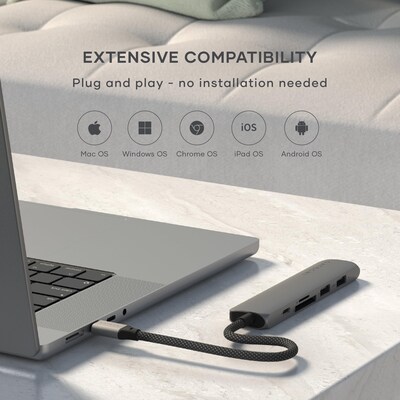 Satechi 6-in-1 USB-C Slim Multiport Adapter, Space Grey (ST-P6SM)