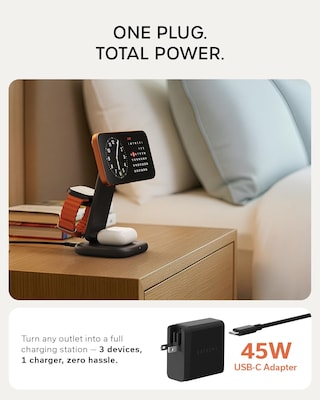 3-in-1 Foldable Qi2 25W Wireless Charging Stand - Type A,G,C for US,EU,UK