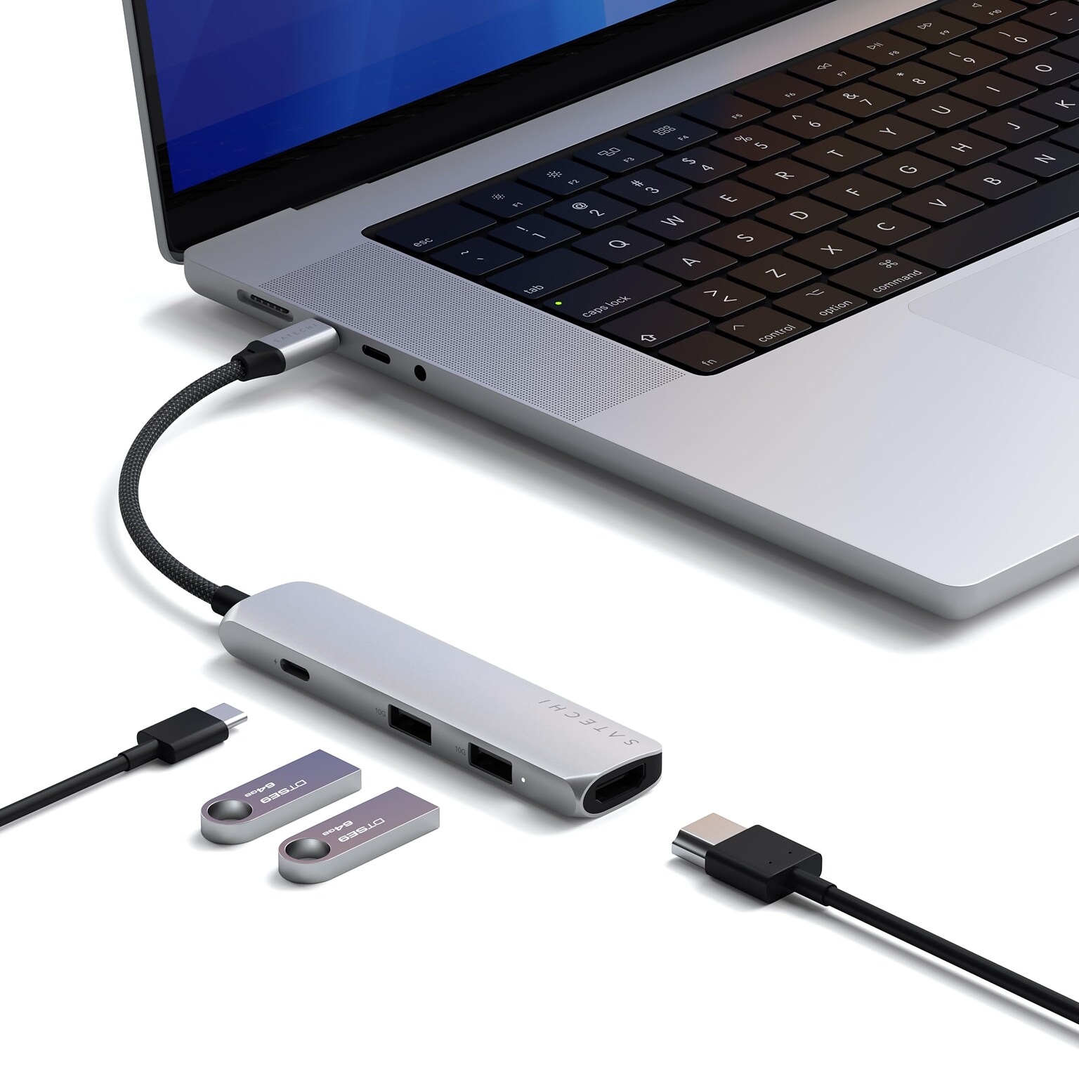 Satechi 4-in-1 USB-C Slim Multiport Adapter 4K, Silver (ST-P4SS)