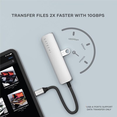 Satechi 4-in-1 USB-C Slim Multiport Adapter 4K, Silver (ST-P4SS)