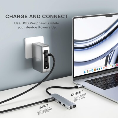 Satechi 4-in-1 USB-C Slim Multiport Adapter 4K, Silver (ST-P4SS)