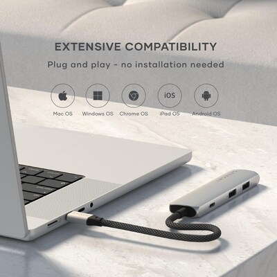 Satechi 4-in-1 USB-C Slim Multiport Adapter 4K, Silver (ST-P4SS)