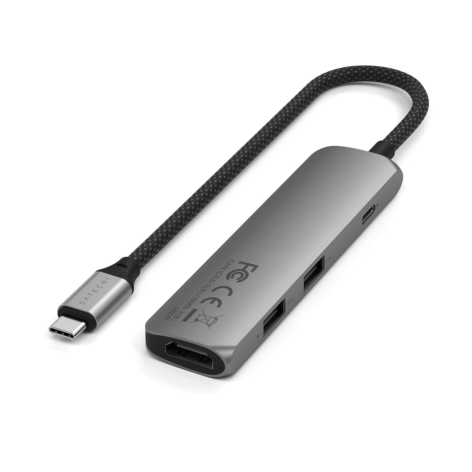 Satechi 4-in-1 USB-C Slim Multiport Adapter 4K, Space Grey (ST-P4SM)