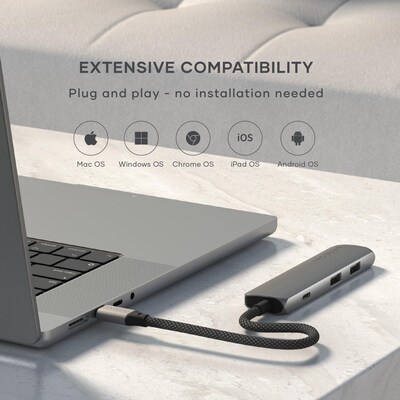 Satechi 4-in-1 USB-C Slim Multiport Adapter 4K, Space Grey (ST-P4SM)