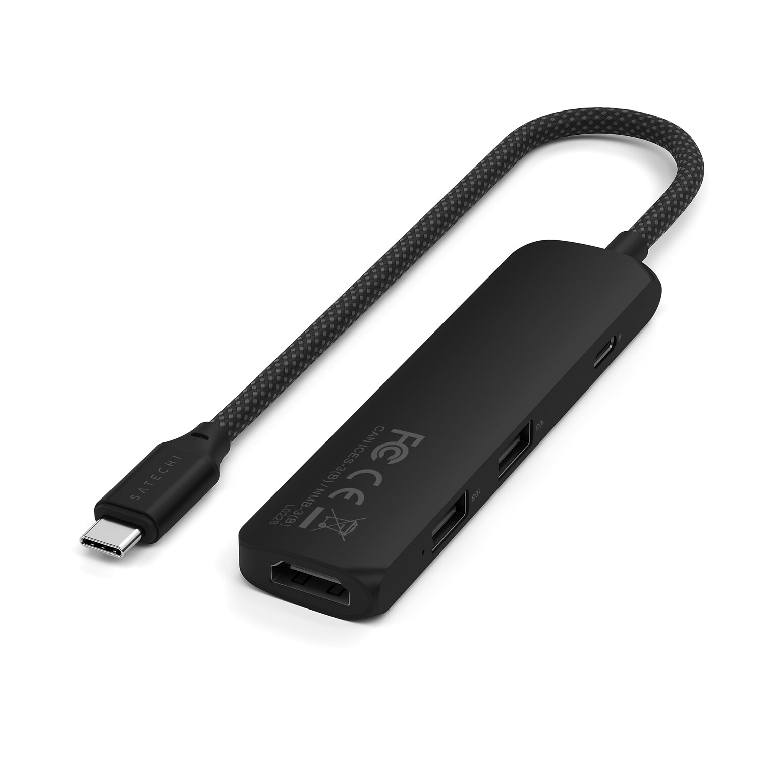Satechi 4-in-1 4K USB-C Slim Multiport Adapter, Black (ST-P4SK)
