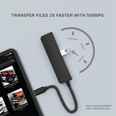 Satechi 4-in-1 4K USB-C Slim Multiport Adapter, Black (ST-P4SK)