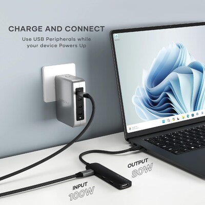 Satechi 4-in-1 4K USB-C Slim Multiport Adapter, Black (ST-P4SK)