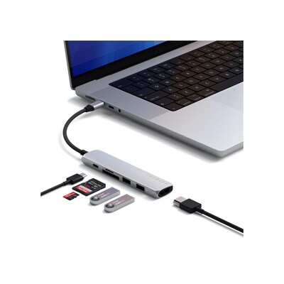 Satechi 6-in-1 USB-C Slim Multiport Adapter, Silver (ST-P6SS)
