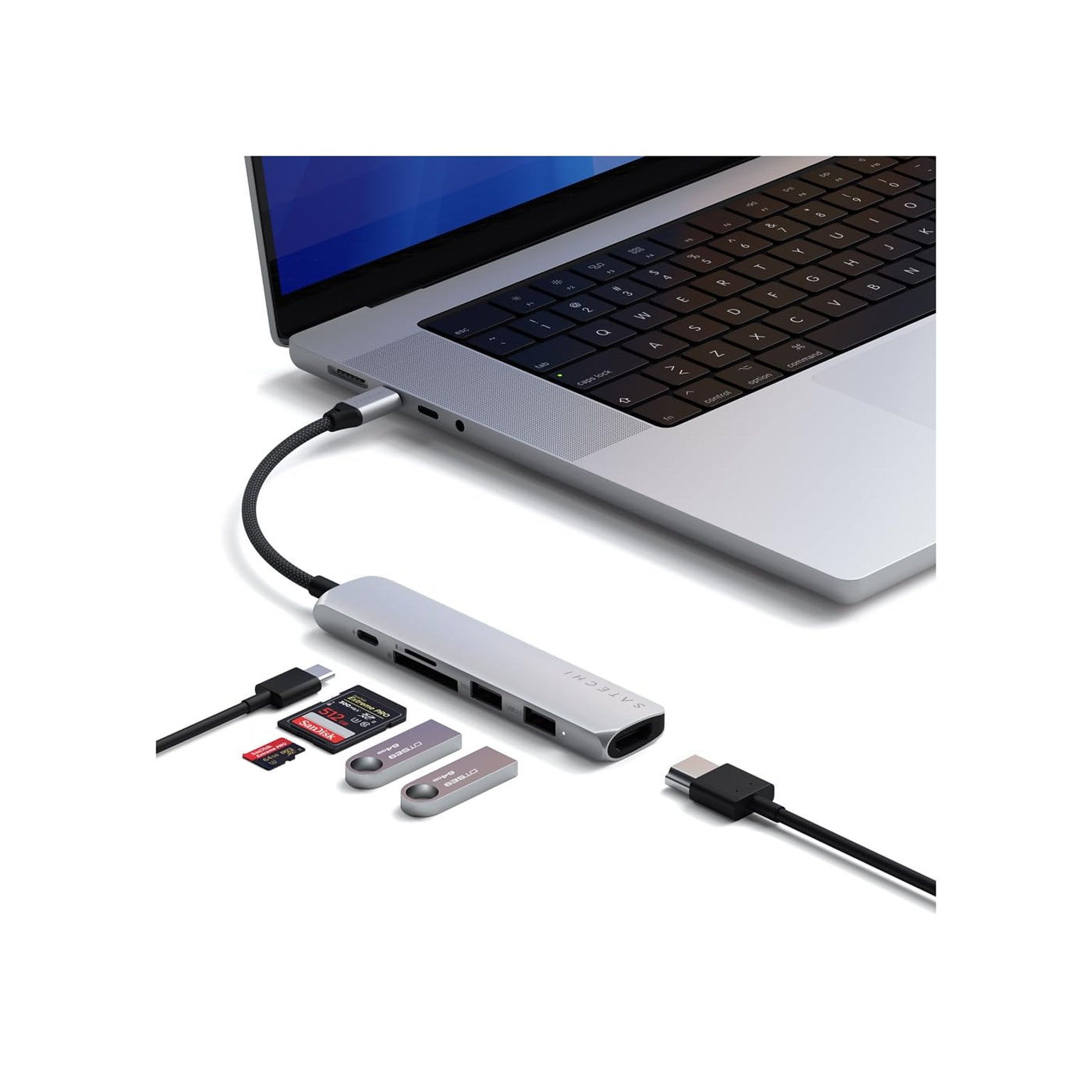 Satechi 6-in-1 USB-C Slim Multiport Adapter, Silver (ST-P6SS)