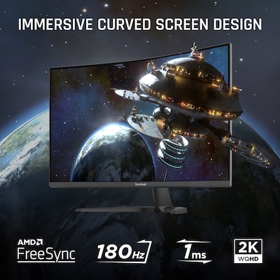 ViewSonic 32 Curved QHD 180Hz FreeSync Gaming Monitor, Black (VX3228C-2K)