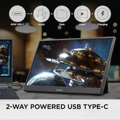 ViewSonic 16" 144Hz Portable FreeSync Gaming Monitor with Built-in Stand and Protective Cover, Black (VX1654)
