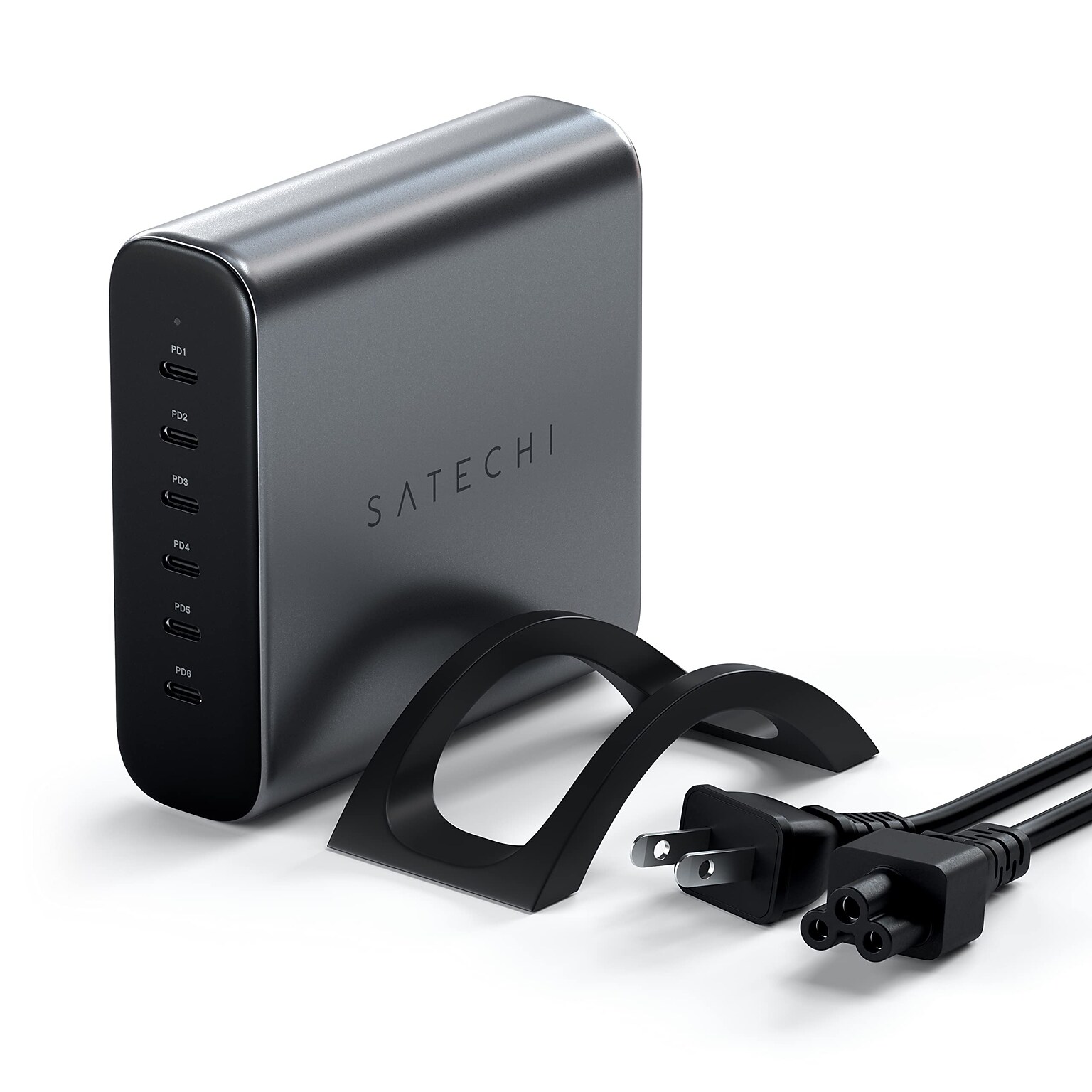 Satechi USB-C 6-Port PD GaN Charger, 200W, Space Gray (ST-C200GM-US)