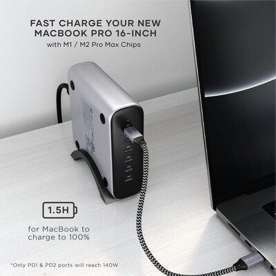 Satechi USB-C 6-Port PD GaN Charger, 200W, Space Gray (ST-C200GM-US)