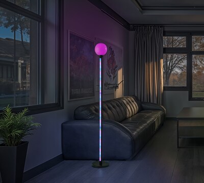 Simplee Adesso Astra LED RGB Color Changing Floor Lamp, 58.5"H, Black with Plastic Shade (SL0371-01)