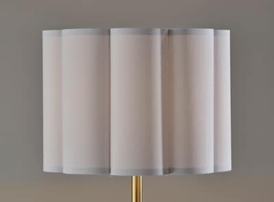 Adesso Elodie 60"H Antique Brass Floor Lamp with White Scalloped Fabric Shade (2618-21)