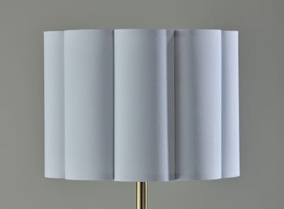 Adesso Elodie 60"H Antique Brass Floor Lamp with White Scalloped Fabric Shade (2618-21)