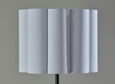 Adesso Elodie 60"H Black Floor Lamp with White Scalloped Fabric Shade (2618-01)