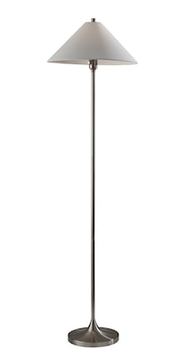 Adesso Esme 60H Brushed Steel Floor Lamp with White Textured Fabric Shade (2620-22)