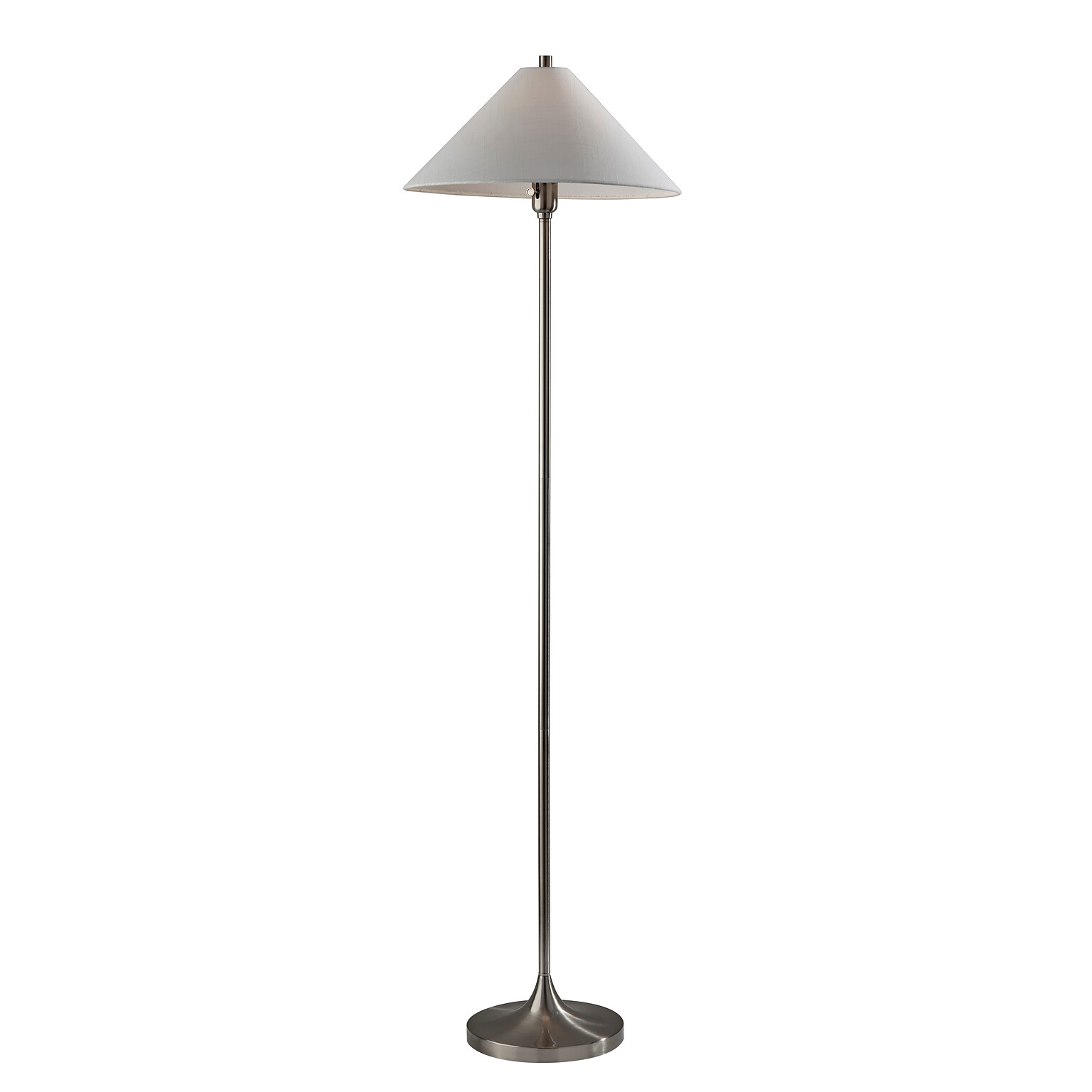 Adesso Esme 60H Brushed Steel Floor Lamp with White Textured Fabric Shade (2620-22)