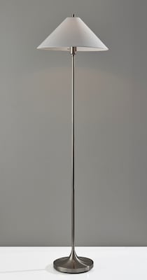 Adesso Esme 60"H Brushed Steel Floor Lamp with White Textured Fabric Shade (2620-22)