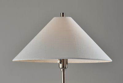 Adesso Esme 60"H Brushed Steel Floor Lamp with White Textured Fabric Shade (2620-22)