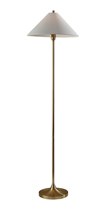 Adesso Esme 60H Antique Brass Floor Lamp with White Textured Fabric Shade (2620-21)