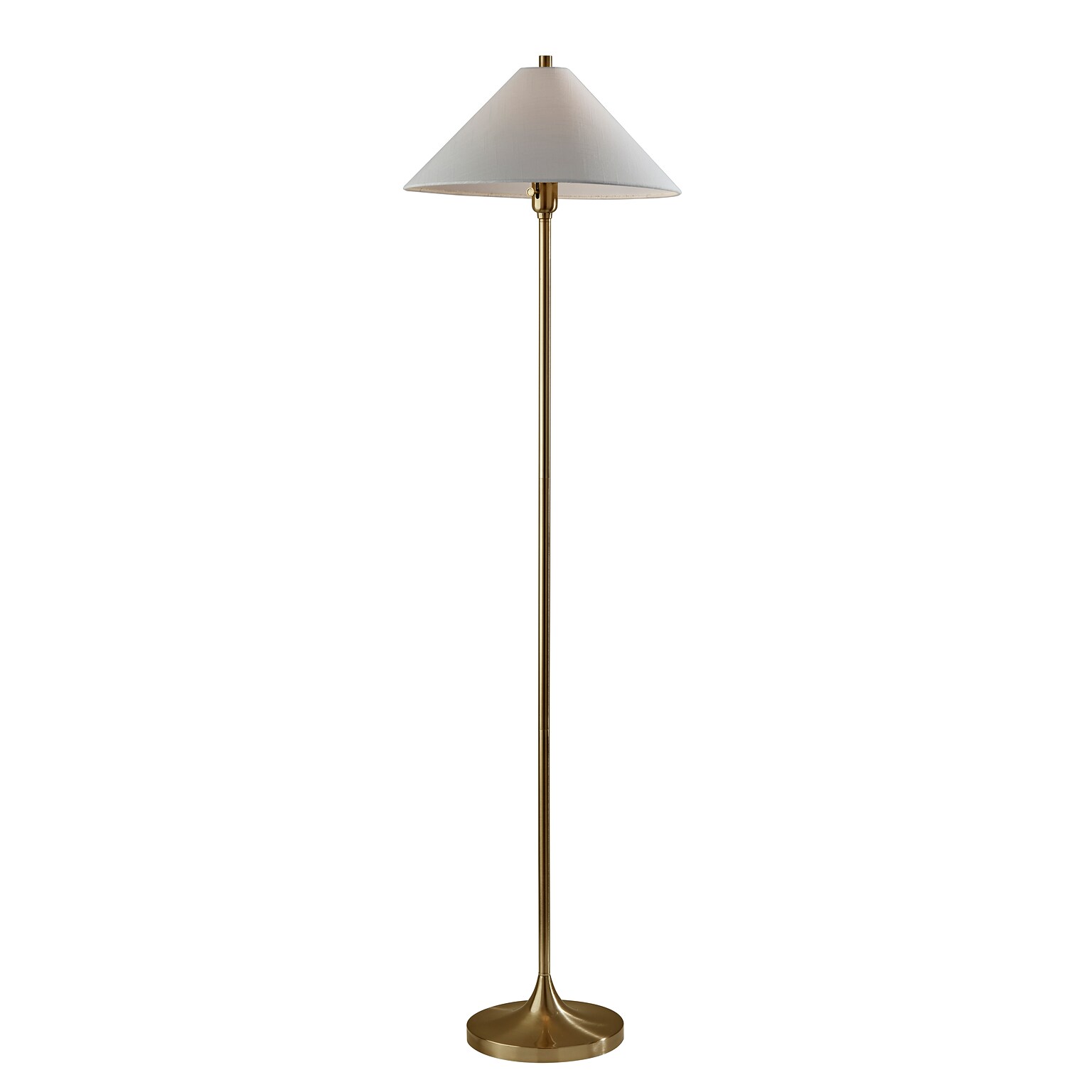 Adesso Esme 60H Antique Brass Floor Lamp with White Textured Fabric Shade (2620-21)