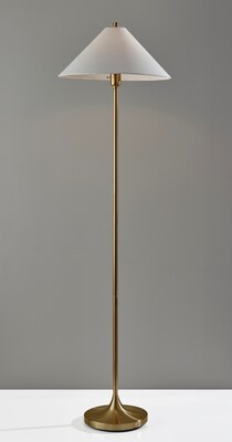 Adesso Esme 60"H Antique Brass Floor Lamp with White Textured Fabric Shade (2620-21)