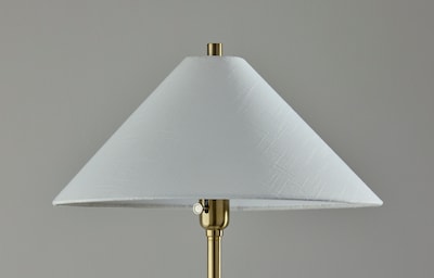 Adesso Esme 60"H Antique Brass Floor Lamp with White Textured Fabric Shade (2620-21)