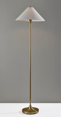 Adesso Esme 60"H Antique Brass Floor Lamp with White Textured Fabric Shade (2620-21)