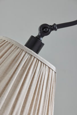 Adesso Shiloh 63"H Black Floor Lamp with Soft Pleated Oatmeal Linen Shade (1578-01)
